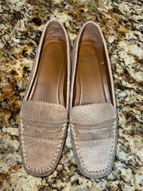 DONALD PLINER Gold Metallic Loafers Flats Size 7 Leather LIKE NEW Retail $188